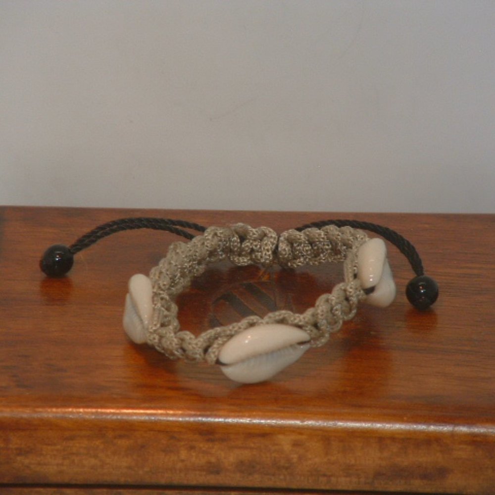 New Olive Green Shoelace Cowrie Shell Bracelet